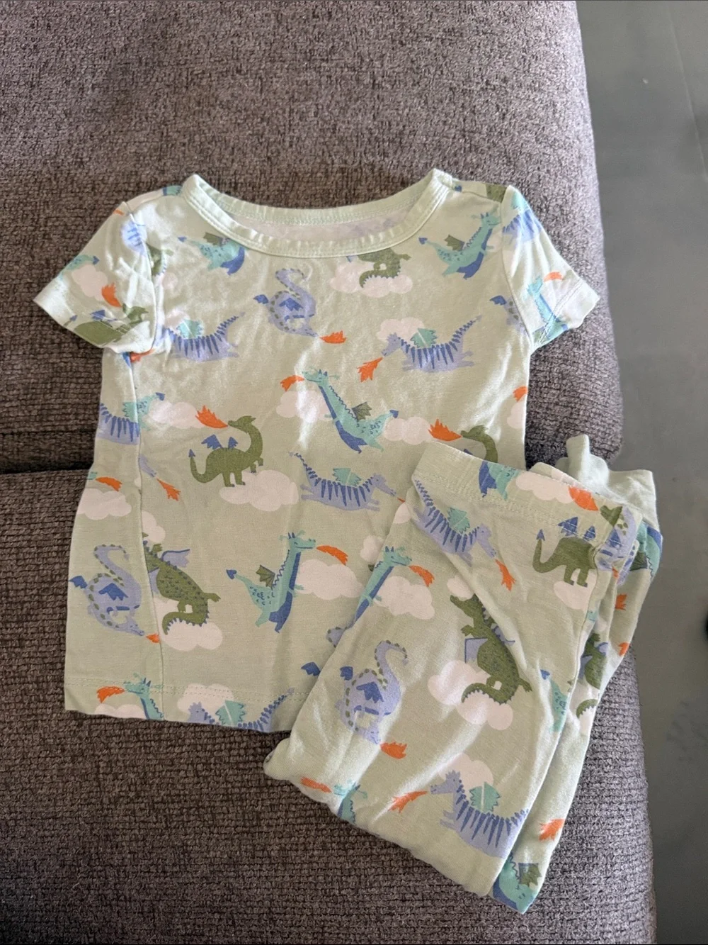 Little Me Light Green Dragon Pajama Set